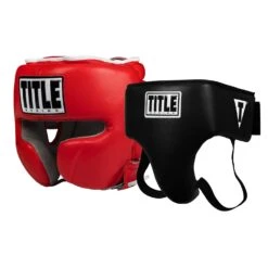 TITLE Boxing Headgear And Groin Protector Bundle 30 TITLE Boxing Headgear And Groin Protector Bundle -TITLE Boxing Shop BNDL61 RD TITLE Boxing Headgear and Groin Protector Bundle