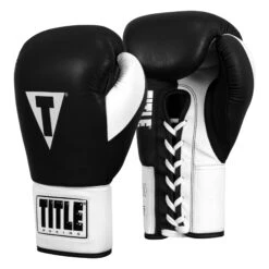 TITLE Boxing Great Official Pro Fight Boxing Gloves -TITLE Boxing Shop GRPFG BK WH 2