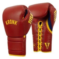 KRONK Boxing Gym Lace-Up Training Gloves -TITLE Boxing Shop KNKSG RD GD 2