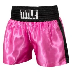 TITLE Boxing Professional Women’s Satin Striped Boxing Trunks -TITLE Boxing Shop TPBTW2 PK BK 1
