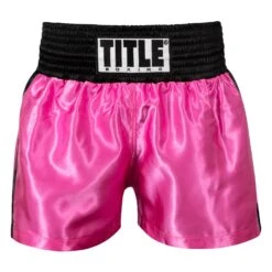 TITLE Boxing Professional Women’s Satin Striped Boxing Trunks -TITLE Boxing Shop TPBTW2 PK BK 2