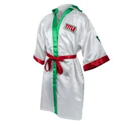 TITLE Boxing Pro Full Length Boxing Robe -TITLE Boxing Shop TSRFL2 RD WH GN 03