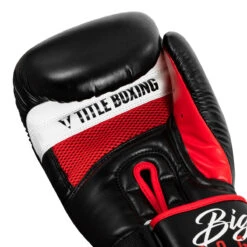 TITLE Boxing Leather Big League Bag Gloves -TITLE Boxing Shop blbg2 bk rd 05